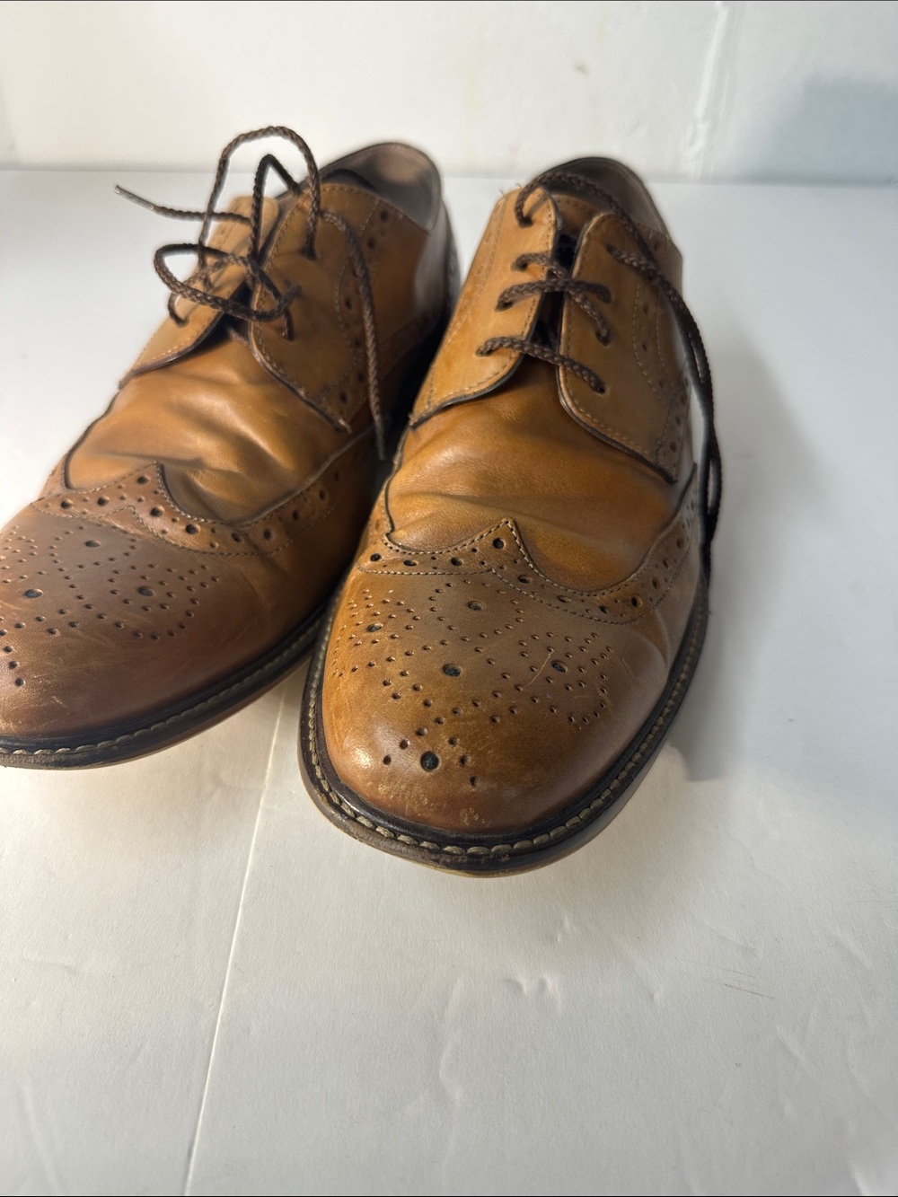 Joseph Abboud Tan Leather Brogue Derbys